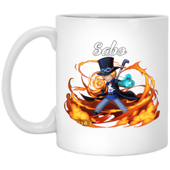 Sabo One Piece Coffee Mug Cup Gift 11 oz. White Mug