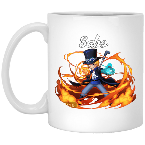 Sabo One Piece Coffee Mug Cup Gift 11 oz. White Mug
