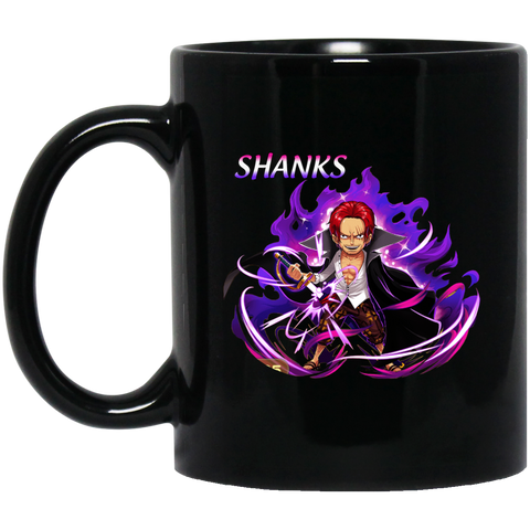Red Hair Shanks One Piece Coffee Mug Cup Gift 2 11 oz. Black Mug
