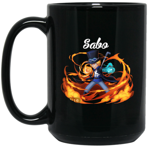 Sabo One Piece Coffee Mug Cup Gift 15 oz. Black Mug