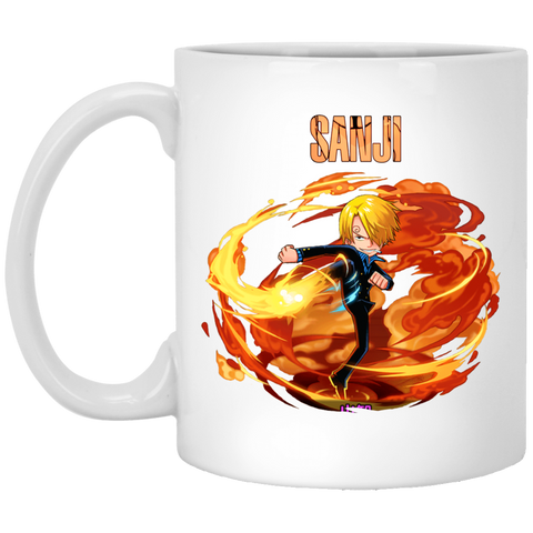 Black Leg Sanji One Piece Coffee Mug Cup Gift 11 oz. White Mug