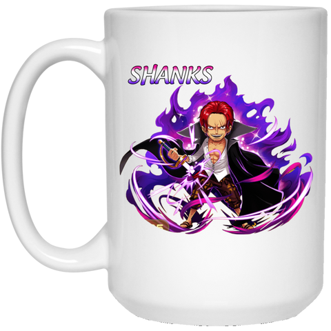 Red Hair Shanks One Piece Coffee Mug Cup Gift 2 15 oz. White Mug
