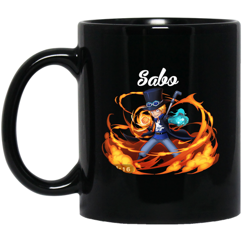 Sabo One Piece Coffee Mug Cup Gift 11 oz. Black Mug