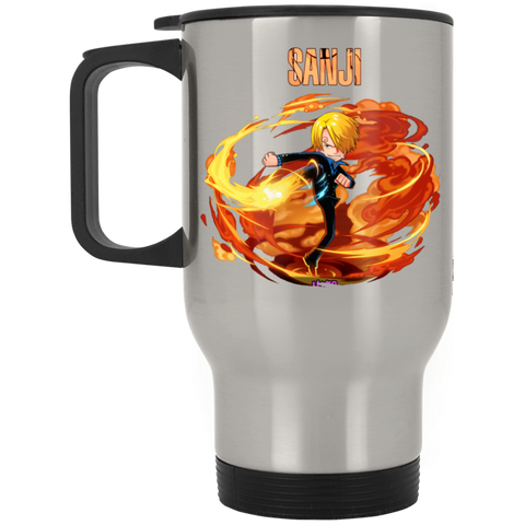 Black Leg Sanji One Piece Coffee Mug Cup Gift Silver Stainless Travel Mug