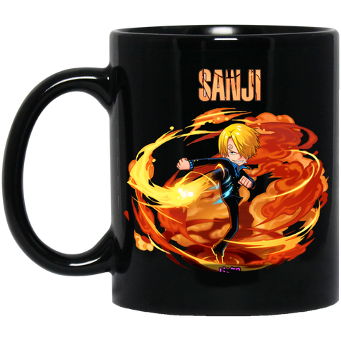 Black Leg Sanji One Piece Coffee Mug Cup Gift 11 oz. Black Mug