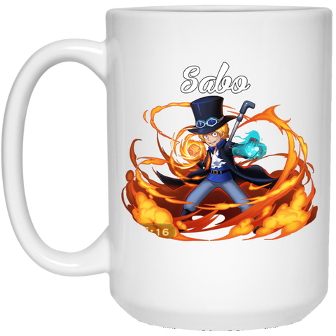 Sabo One Piece Coffee Mug Cup Gift 15 oz. White Mug