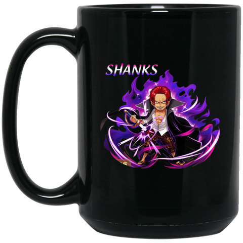 Red Hair Shanks One Piece Coffee Mug Cup Gift 2 15 oz. Black Mug