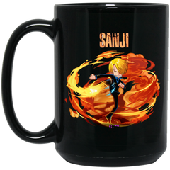Black Leg Sanji One Piece Coffee Mug Cup Gift 15 oz. Black Mug