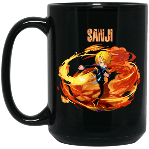 Black Leg Sanji One Piece Coffee Mug Cup Gift 15 oz. Black Mug