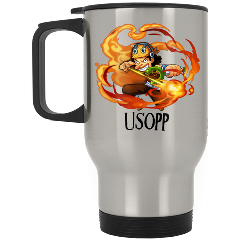 Usopp One Piece Coffee Mug Cup Gift Silver Stainless Travel Mug