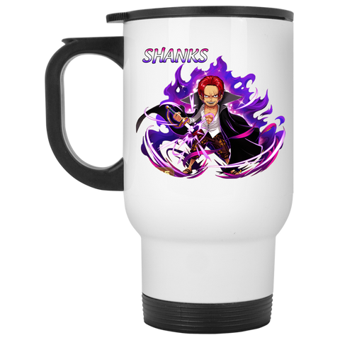 Red Hair Shanks One Piece Coffee Mug Cup Gift 2 White Travel Mug