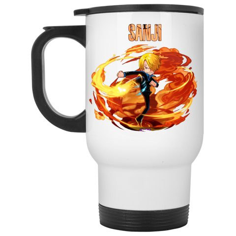 Black Leg Sanji One Piece Coffee Mug Cup Gift White Travel Mug